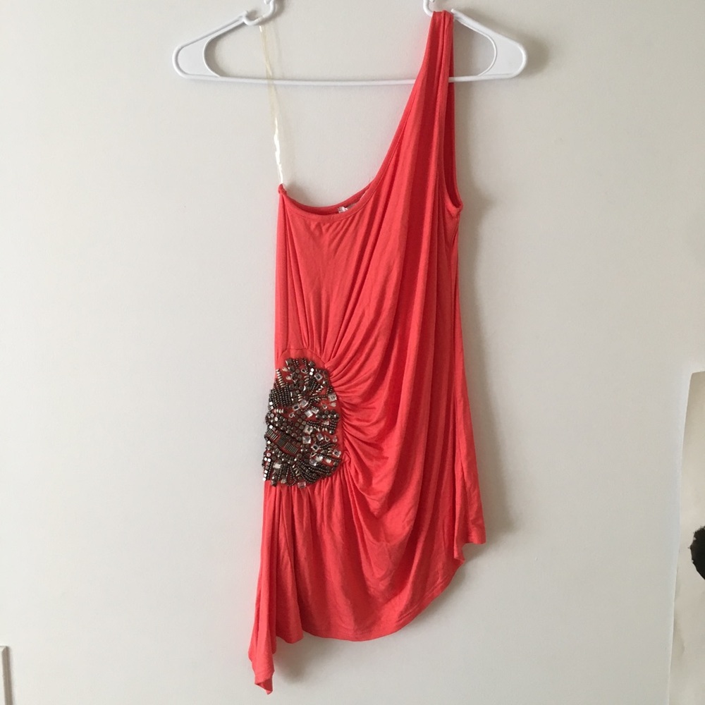 One Shoulder Asymmetrical Beaded Top